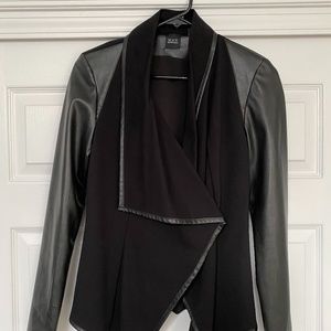 Saks Fifth Avenue Black Label Leather Sleeve Cardi